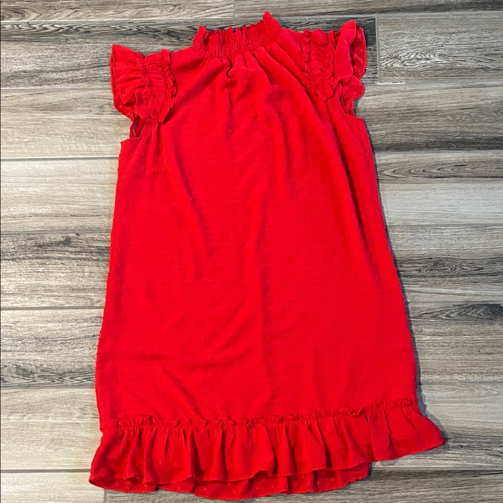 CeCe Vibrant Red Ruffle Dress